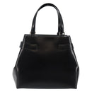 Salvatore Ferragamo Gancini Hand Bag Leather Black Silver Auth 143654V-2