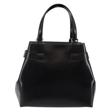 Salvatore Ferragamo Gancini Hand Bag Leather Black Silver Auth 143654V - 0