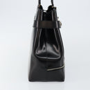 Salvatore Ferragamo Gancini Hand Bag Leather Black Silver Auth 143654V-3