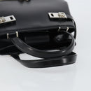 Salvatore Ferragamo Gancini Hand Bag Leather Black Silver Auth 143654V-7