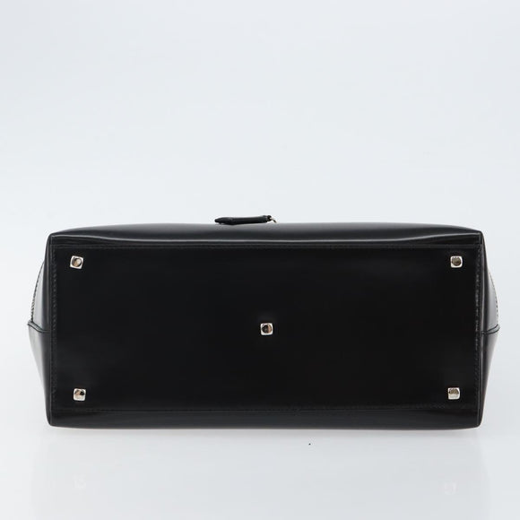 Salvatore Ferragamo Gancini Hand Bag Leather Black Silver Auth 143654V