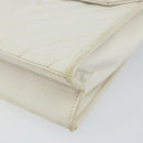 CHANEL V Stitch Shoulder Bag Lamb Skin White Gold CC Auth 143656-14