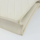 CHANEL V Stitch Shoulder Bag Lamb Skin White Gold CC Auth 143656-15
