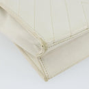 CHANEL V Stitch Shoulder Bag Lamb Skin White Gold CC Auth 143656-16