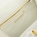 CHANEL V Stitch Shoulder Bag Lamb Skin White Gold CC Auth 143656-20