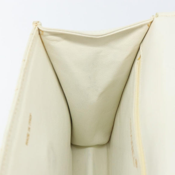 CHANEL V Stitch Shoulder Bag Lamb Skin White Gold CC Auth 143656