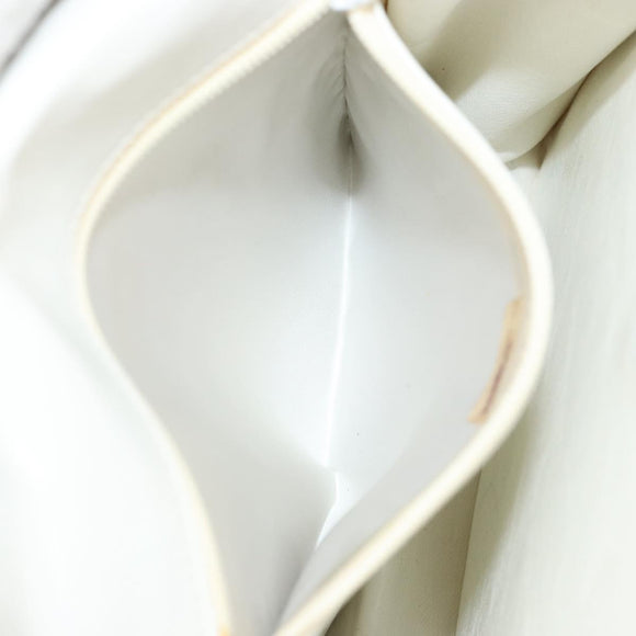 CHANEL V Stitch Shoulder Bag Lamb Skin White Gold CC Auth 143656