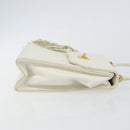 CHANEL V Stitch Shoulder Bag Lamb Skin White Gold CC Auth 143656-3