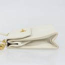 CHANEL V Stitch Shoulder Bag Lamb Skin White Gold CC Auth 143656-4