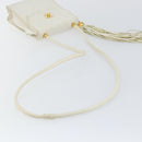 CHANEL V Stitch Shoulder Bag Lamb Skin White Gold CC Auth 143656-7