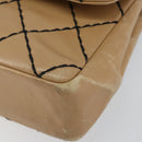 CHANEL Wild Stitch Chain Shoulder Bag Leather Beige CC Auth 143657-10