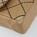 CHANEL Wild Stitch Chain Shoulder Bag Leather Beige CC Auth 143657-11