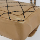CHANEL Wild Stitch Chain Shoulder Bag Leather Beige CC Auth 143657-12