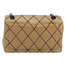 CHANEL Wild Stitch Chain Shoulder Bag Leather Beige CC Auth 143657-3