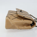 CHANEL Wild Stitch Chain Shoulder Bag Leather Beige CC Auth 143657-4