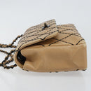 CHANEL Wild Stitch Chain Shoulder Bag Leather Beige CC Auth 143657-5