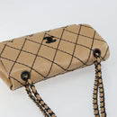 CHANEL Wild Stitch Chain Shoulder Bag Leather Beige CC Auth 143657-6