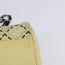 CHANEL Chain Shoulder Bag Enamel Cream Silver CC Auth 143658-15