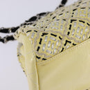 CHANEL Chain Shoulder Bag Enamel Cream Silver CC Auth 143658-16