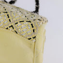 CHANEL Chain Shoulder Bag Enamel Cream Silver CC Auth 143658-17