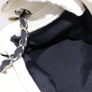 CHANEL Chain Shoulder Bag Enamel Cream Silver CC Auth 143658-21