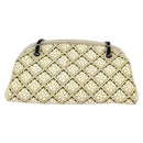 CHANEL Chain Shoulder Bag Enamel Cream Silver CC Auth 143658-2