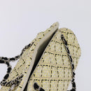 CHANEL Chain Shoulder Bag Enamel Cream Silver CC Auth 143658-6