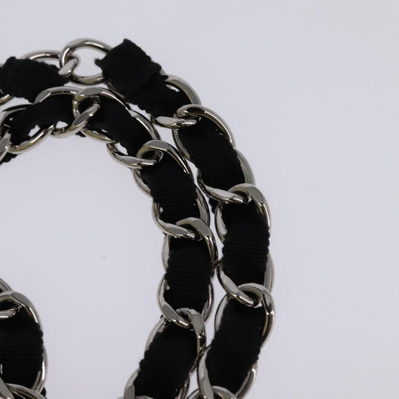 CHANEL Chain Shoulder Bag Enamel Cream Silver CC Auth 143658