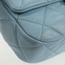 CHANEL Matelasse Chain Shoulder Bag Lamb Skin Light Blue Gold CC Auth 143660SAM-15