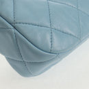 CHANEL Matelasse Chain Shoulder Bag Lamb Skin Light Blue Gold CC Auth 143660SAM-17
