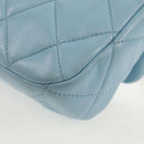 CHANEL Matelasse Chain Shoulder Bag Lamb Skin Light Blue Gold CC Auth 143660SAM-18