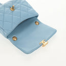 CHANEL Matelasse Chain Shoulder Bag Lamb Skin Light Blue Gold CC Auth 143660SAM-9