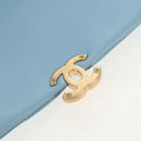 CHANEL Matelasse Chain Shoulder Bag Lamb Skin Light Blue Gold CC Auth 143660SAM-21