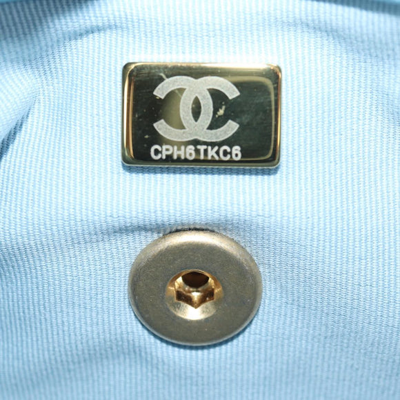 CHANEL Matelasse Chain Shoulder Bag Lamb Skin Light Blue Gold CC Auth 143660SAM