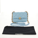 CHANEL Matelasse Chain Shoulder Bag Lamb Skin Light Blue Gold CC Auth 143660SAM-12