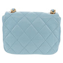 CHANEL Matelasse Chain Shoulder Bag Lamb Skin Light Blue Gold CC Auth 143660SAM-2