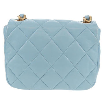 CHANEL Matelasse Chain Shoulder Bag Lamb Skin Light Blue Gold CC Auth 143660SAM - 0