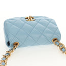 CHANEL Matelasse Chain Shoulder Bag Lamb Skin Light Blue Gold CC Auth 143660SAM-6