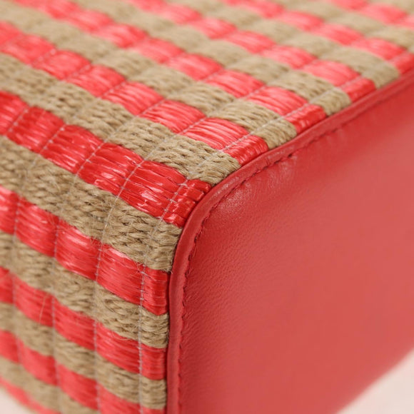 CHANEL Chain Shoulder Bag Raffia Beige Gold CC Auth 143661SAM