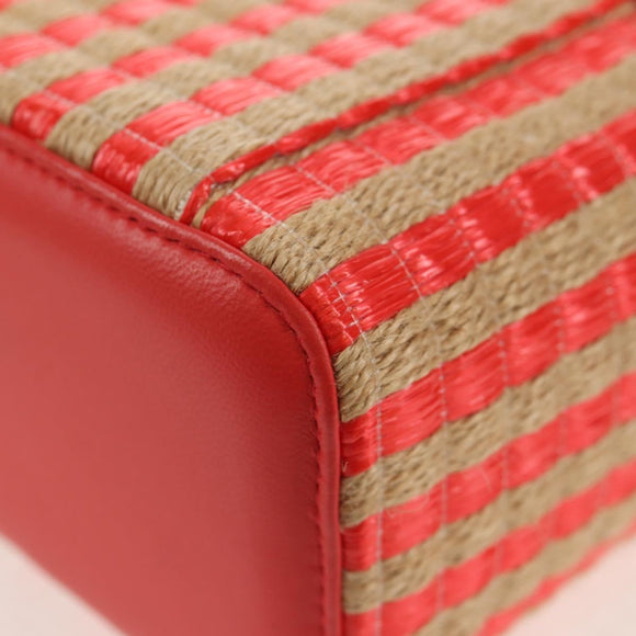 CHANEL Chain Shoulder Bag Raffia Beige Gold CC Auth 143661SAM