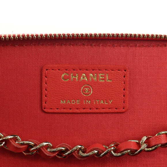 CHANEL Chain Shoulder Bag Raffia Beige Gold CC Auth 143661SAM