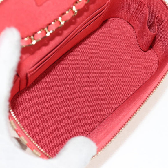 CHANEL Chain Shoulder Bag Raffia Beige Gold CC Auth 143661SAM