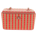 CHANEL Chain Shoulder Bag Raffia Beige Gold CC Auth 143661SAM-13