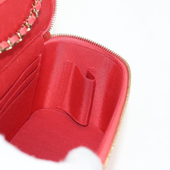 CHANEL Chain Shoulder Bag Raffia Beige Gold CC Auth 143661SAM