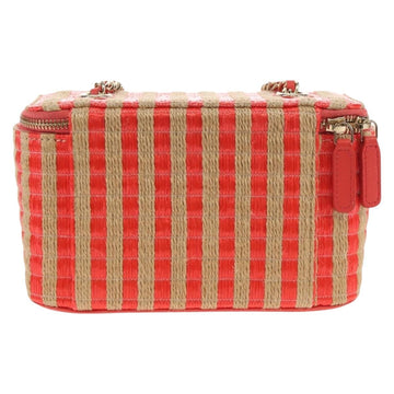 CHANEL Chain Shoulder Bag Raffia Beige Gold CC Auth 143661SAM - 0