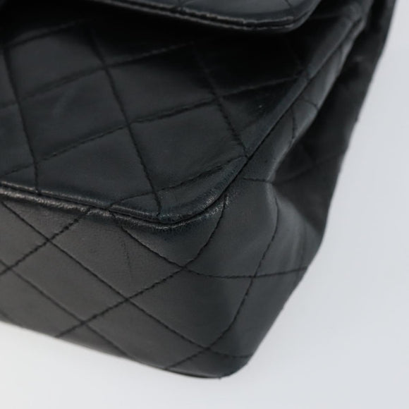 CHANEL Matelasse 23 Chain Shoulder Bag Lamb Skin Black Gold CC Auth 143662AV