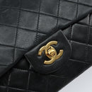 CHANEL Matelasse 23 Chain Shoulder Bag Lamb Skin Black Gold CC Auth 143662AV-19