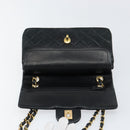 CHANEL Matelasse 23 Chain Shoulder Bag Lamb Skin Black Gold CC Auth 143662AV-20