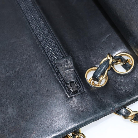 CHANEL Matelasse 23 Chain Shoulder Bag Lamb Skin Black Gold CC Auth 143662AV