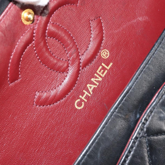 CHANEL Matelasse 23 Chain Shoulder Bag Lamb Skin Black Gold CC Auth 143662AV